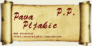 Pava Pljakić vizit kartica